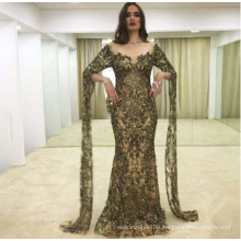 Beaded Lace Mermaid Elegant Long Sleeves High Quality DuBai Evening Dress